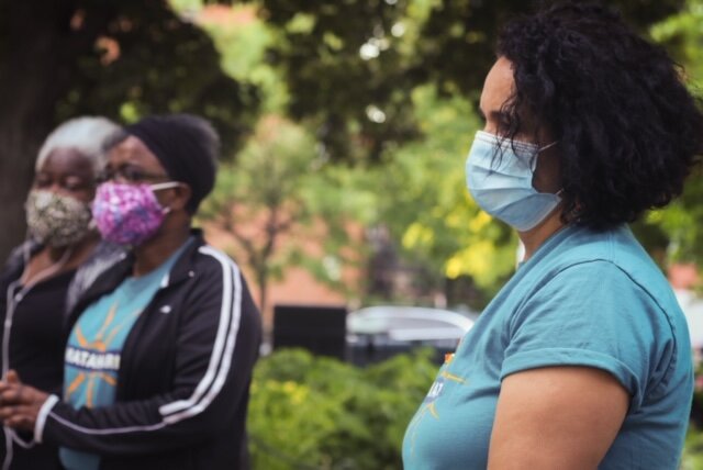 Last week, a small group of Matahari member-leaders met at the Harriett Tubman memorial for an action in solidarity with the Movement for Black Lives. Photo by Matahari Artists in Residence: Stephanie Del Castillo &amp; Laura Gonzalez. Boston, MA.